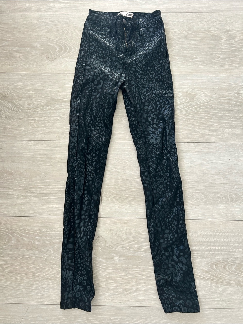 Ymi Black Leopard-Effect Metallic Skinny Jeans